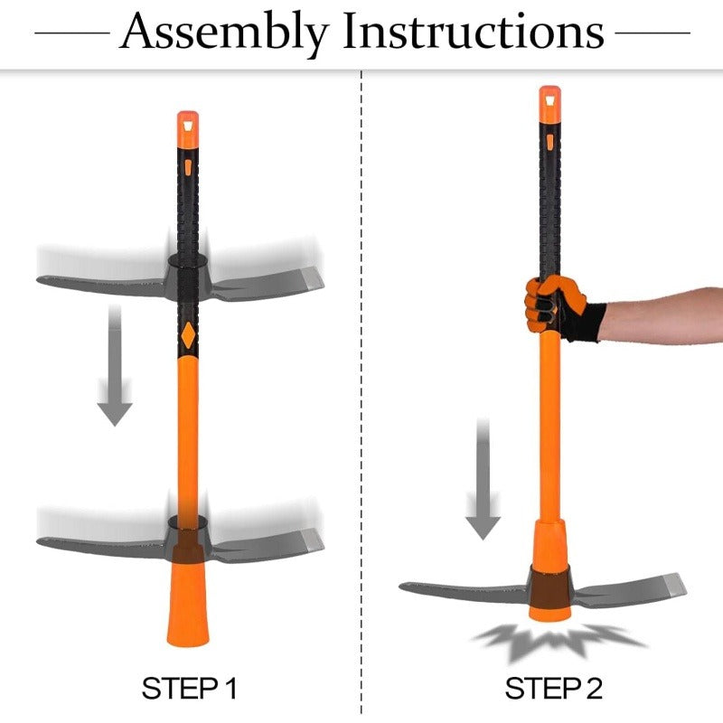 1pc Heavy-Duty Pick Mattock Hoe with Forged Head & 36-Inch Rubber Handle - Professional-Grade Multi-Purpose Pickaxe Suitable for Digging, Weeding, Prospecting, Camping - Heavy Duty Gardening Tool with Metal Head & Non-Slip Handle for Landscaping,