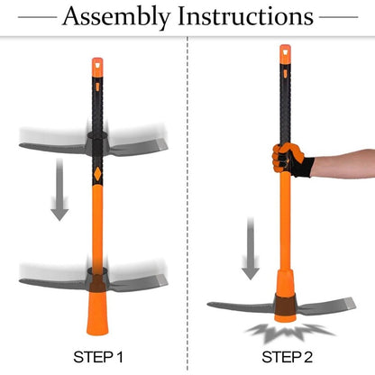 1pc Heavy-Duty Pick Mattock Hoe with Forged Head & 36-Inch Rubber Handle - Professional-Grade Multi-Purpose Pickaxe Suitable for Digging, Weeding, Prospecting, Camping - Heavy Duty Gardening Tool with Metal Head & Non-Slip Handle for Landscaping,