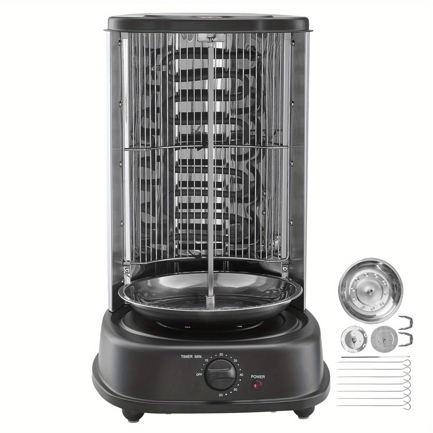 Vertical Shawarma Grill Machine, Electric Gyro Rotisserie Oven with Countertop Broiler, Doner Kebab & Chicken Shawarma Cooker for Home Kitchen, Restaurant & Parties