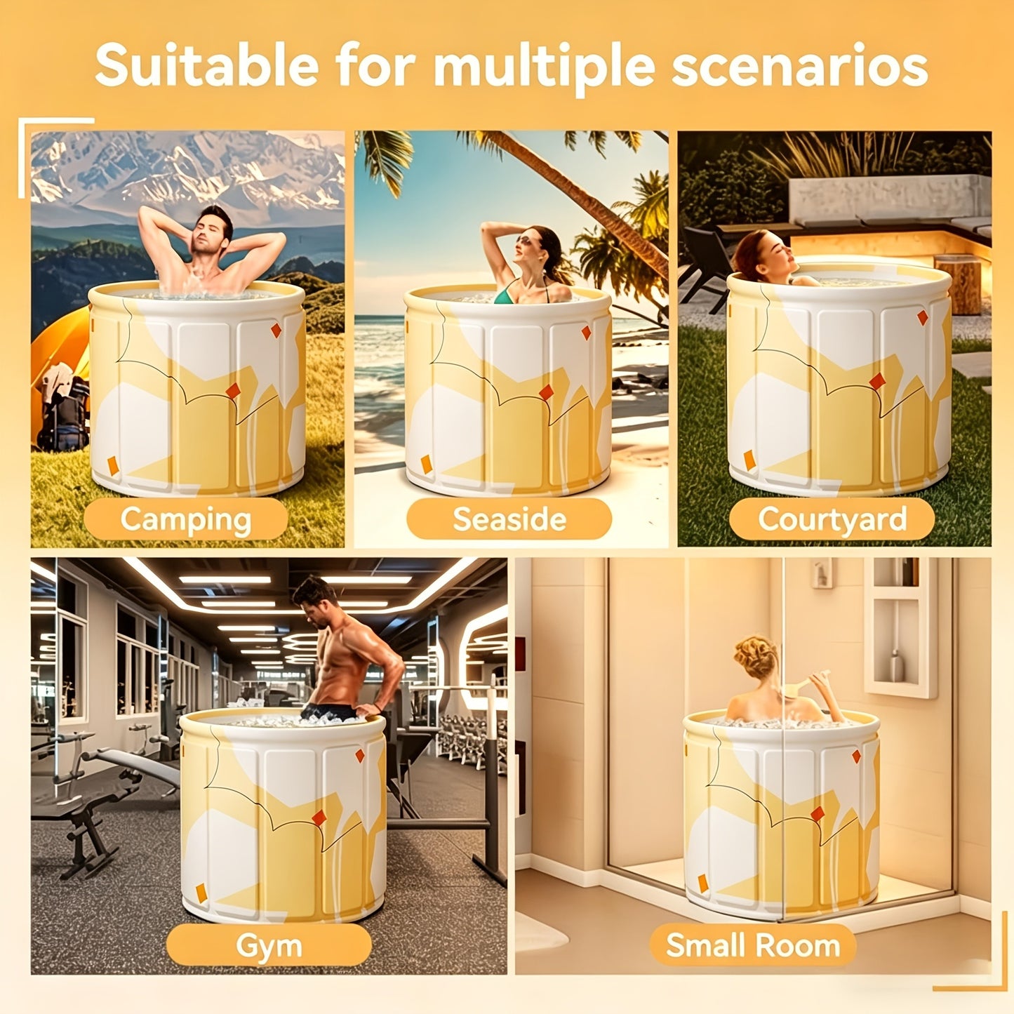 Thermal Insulated Bathtub Foldable Non-Inflatable for Adults – Hot & Cold Dual Use, Ice Bath Muscle Relief & Warm Soak, Space-Saving Home Spa Tub