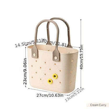 Portable Storage Basket with Drain – Leak-Proof Plastic Frame Organizer for Bathroom, Kitchen, Shower, Beach & Camping, Lightweight Shelf Basket, 3 Colors