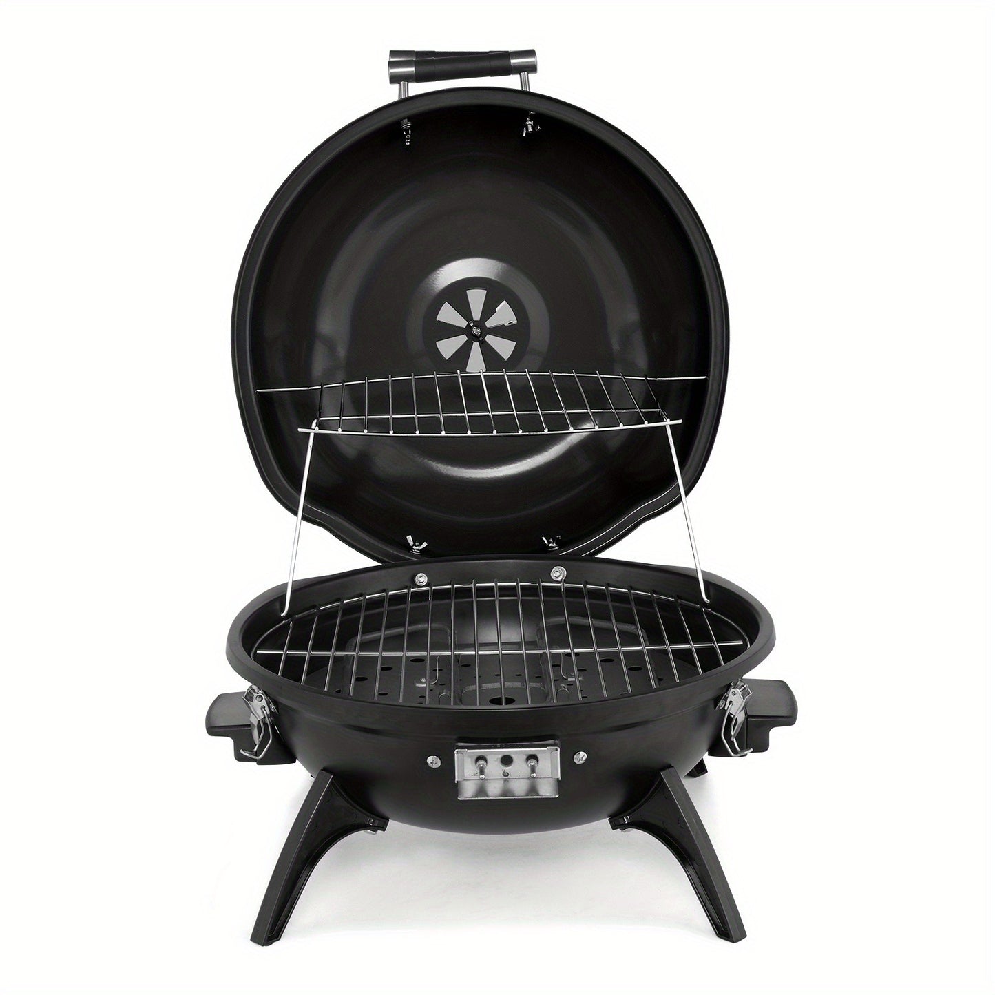 Electric BBQ Grill 1600W Indoor Outdoor Tabletop Grill with Lid Stainless Steel Heating Tube Chrome Grate Cool-Touch Handle