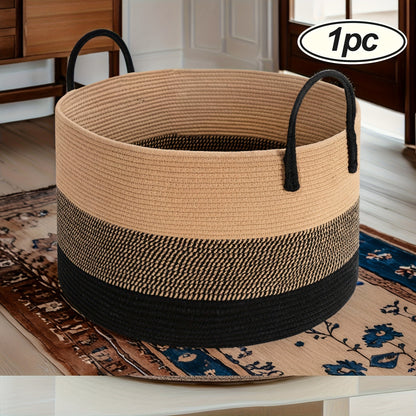 Rope Basket with Handles | Large Capacity Storage Organizer for Blankets, Clothes & Plants – Soft Polyester, Multiple Colors