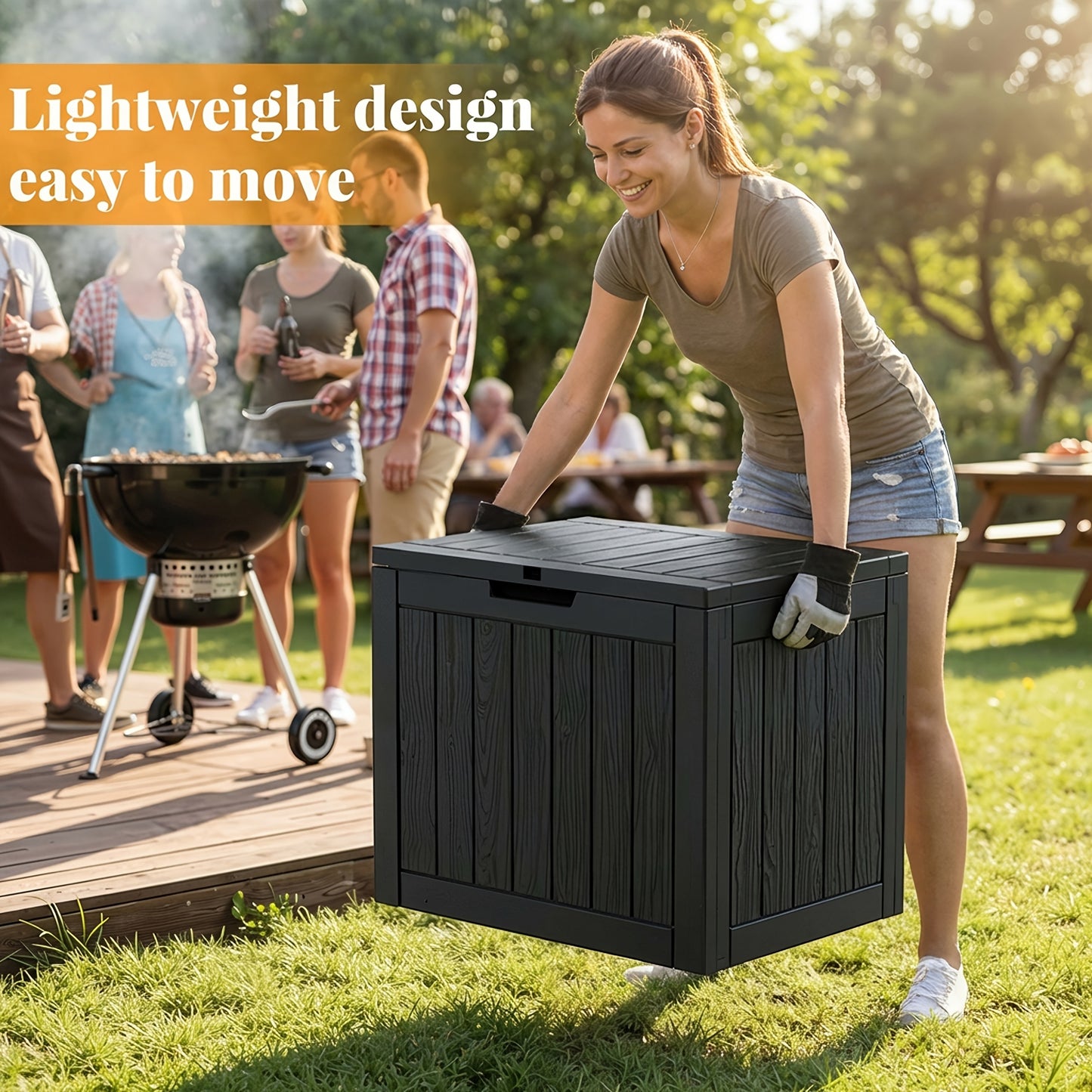 Storage Box 34 Gallon – Waterproof Deck Box with Handles