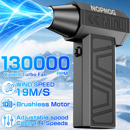 Electric Air Duster 130,000RPM Cordless Turbo Blower 2-in-1 Blow & Suction, 4-Speed Rechargeable Jet Fan Cleaner for PC, Car, Keyboard, Camera – Replaces Canned Air