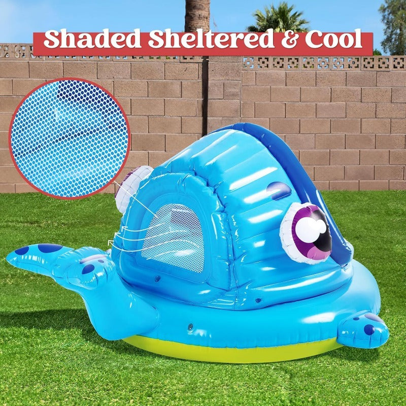 Inflatable Kiddie Pool with Sun Shade Canopy – Whale Baby Splash Pool Tent for Toddlers, Blow Up Wading Pool for Backyard Beach Summer Water Play