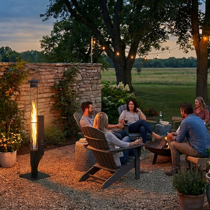 Outdoor Wood Pellet Patio Heater 56 Inch, Smokeless Portable Pellet Stove with Rain Cap, Viewing Window & Ash Tray – Backyard Porch Garden Camping Fire Pit