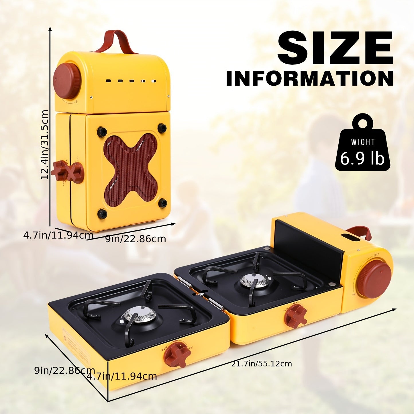 Portable Propane Stove 2-Burner 16000 BTU | Collapsible Camping Stove with Carrying Bag & Side Shelves | Adjustable Burners for Outdoor Cooking, Camping & Barbecue