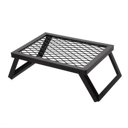 Campfire Grill Folding 16x12 Inch Heavy Duty Steel with Legs & Clip – 2-Pack Portable Open Fire Pit Grill for Camping, Outdoor Cooking & Backpacking