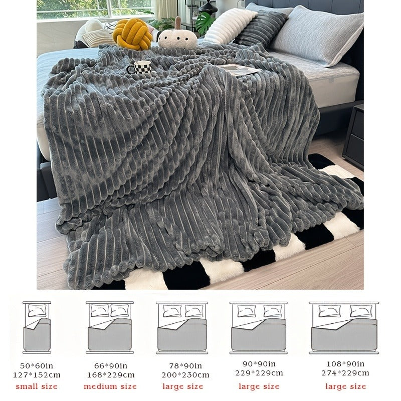 Fleece Blanket Double-Sided 3D Faux Rabbit Fur Throw – Ultra-Soft Thick 300-350g/m² for Home, Office, Travel & Camping, Multiple Sizes & Colors