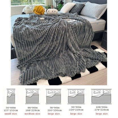 Fleece Blanket Double-Sided 3D Faux Rabbit Fur Throw – Ultra-Soft Thick 300-350g/m² for Home, Office, Travel & Camping, Multiple Sizes & Colors