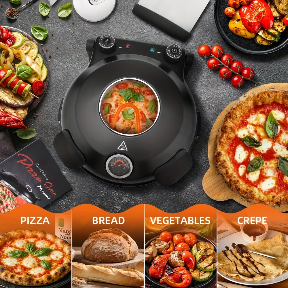 Pizza Oven Indoor 12-Inch Countertop – Heats Up to 800°F Electric Pizza Maker for Home | Fast Preheat, Crispy Crust, Indoor Pizza Grill Machine, Black