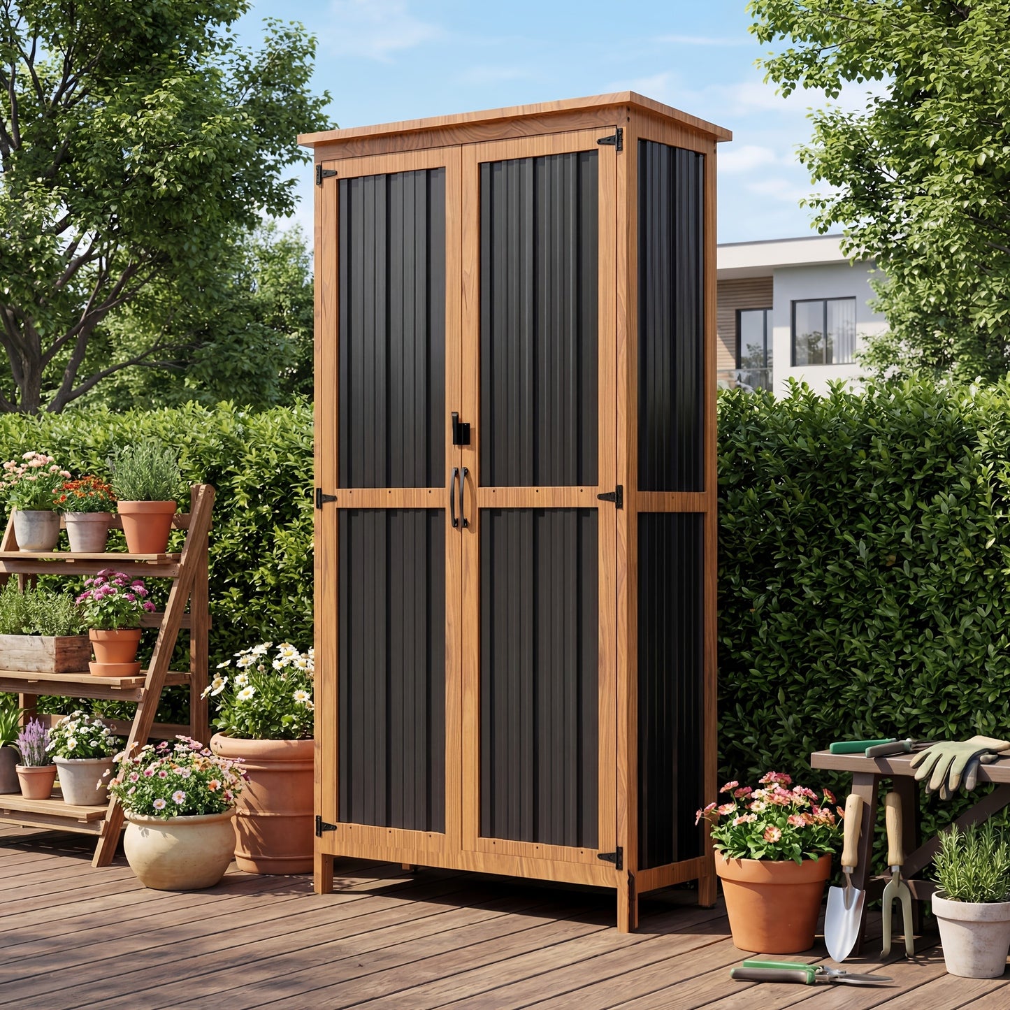 Outdoor Storage Shed Metal Garden Shed with Lockable Door