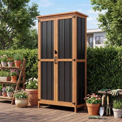 Outdoor Storage Shed Metal Garden Shed with Lockable Door