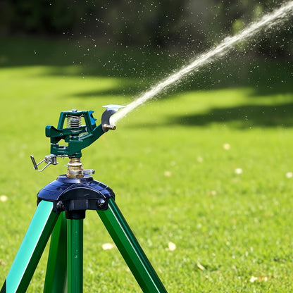 Impact Sprinkler Tripod 360° Zinc Head Lawn Yard Irrigation Flip Lock