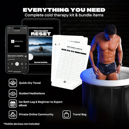 Cold Plunge Tub Foldable Ice Bath | 95-Gallon 34"x34"x30" Portable Cold Water Therapy Tub for Indoor & Outdoor Recovery