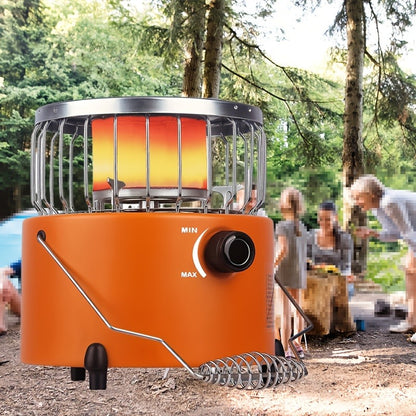 Portable Propane Heater Stove 2-in-1 Camping Gas Stove & Heater 3680-9000 BTU with Ignition, Stainless Steel, No Electricity Needed for Camping, Ice Fishing, Hunting, Hiking & Emergency Preparedness