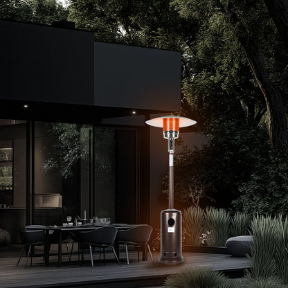 Outdoor Propane Patio Heater 46000 BTU Freestanding Tower with Wheels, Bronze Powder-Coated, Commercial & Residential, Tip-Over Safety Shut-Off, 175 sq ft Coverage