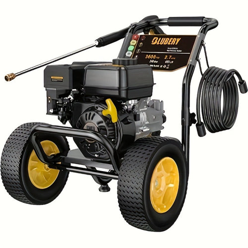 Gas Pressure Washer 3500PSI 2.6GPM 7.0HP 4-Stroke Engine 30-Foot Hose 5 Nozzles Off-Road Wheels Heavy Duty for Siding Driveway Car RV Paint Prep
