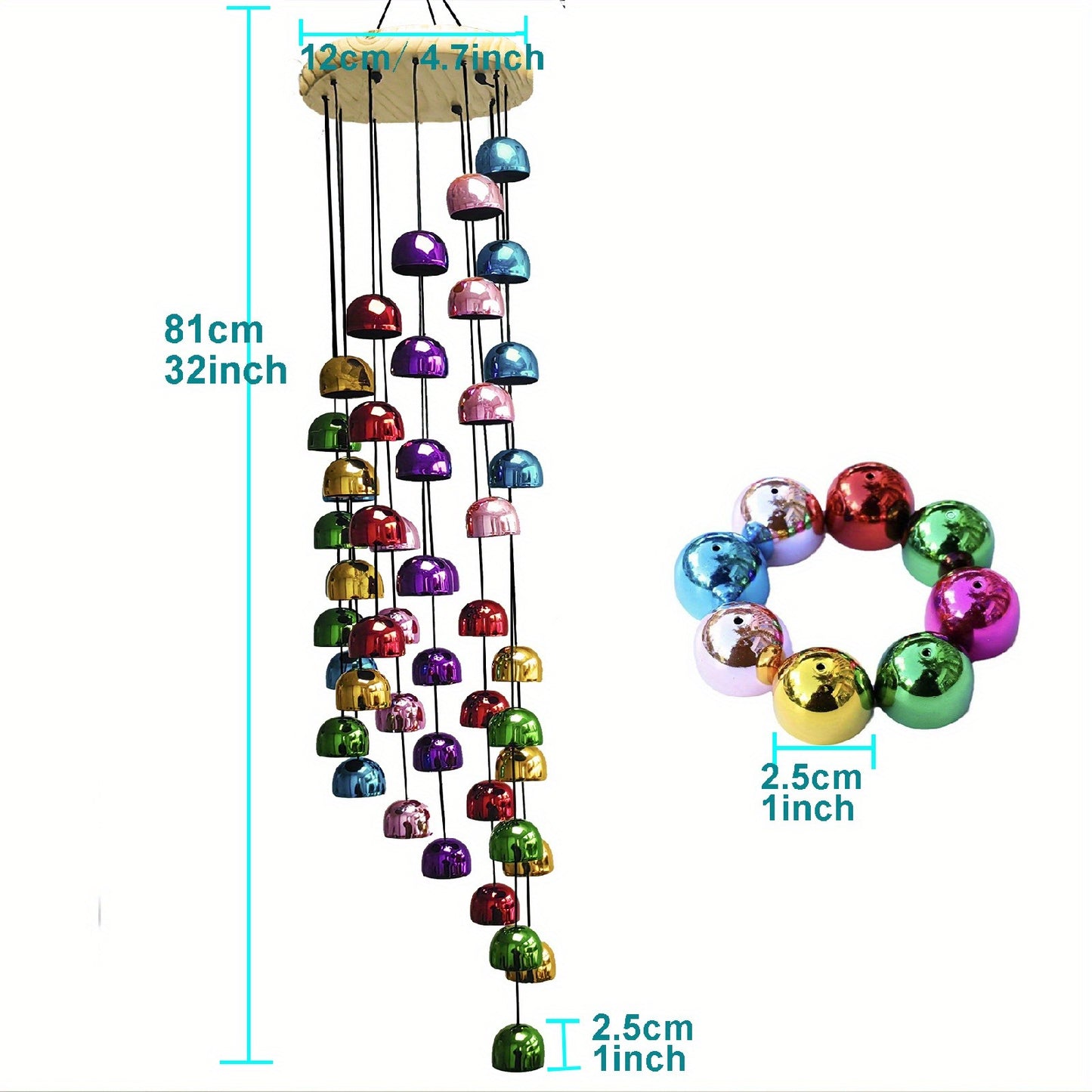 Copper Wind Chime – 48-Bell Vintage Metal & Solid Wood, 30 Inch Outdoor Patio Garden Gift