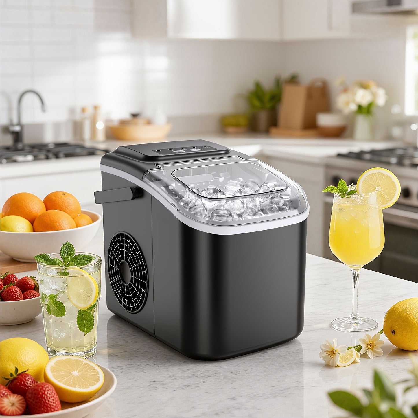 Portable Ice Maker Machine 26-29 Lbs Bullet Ice Self-Cleaning Countertop