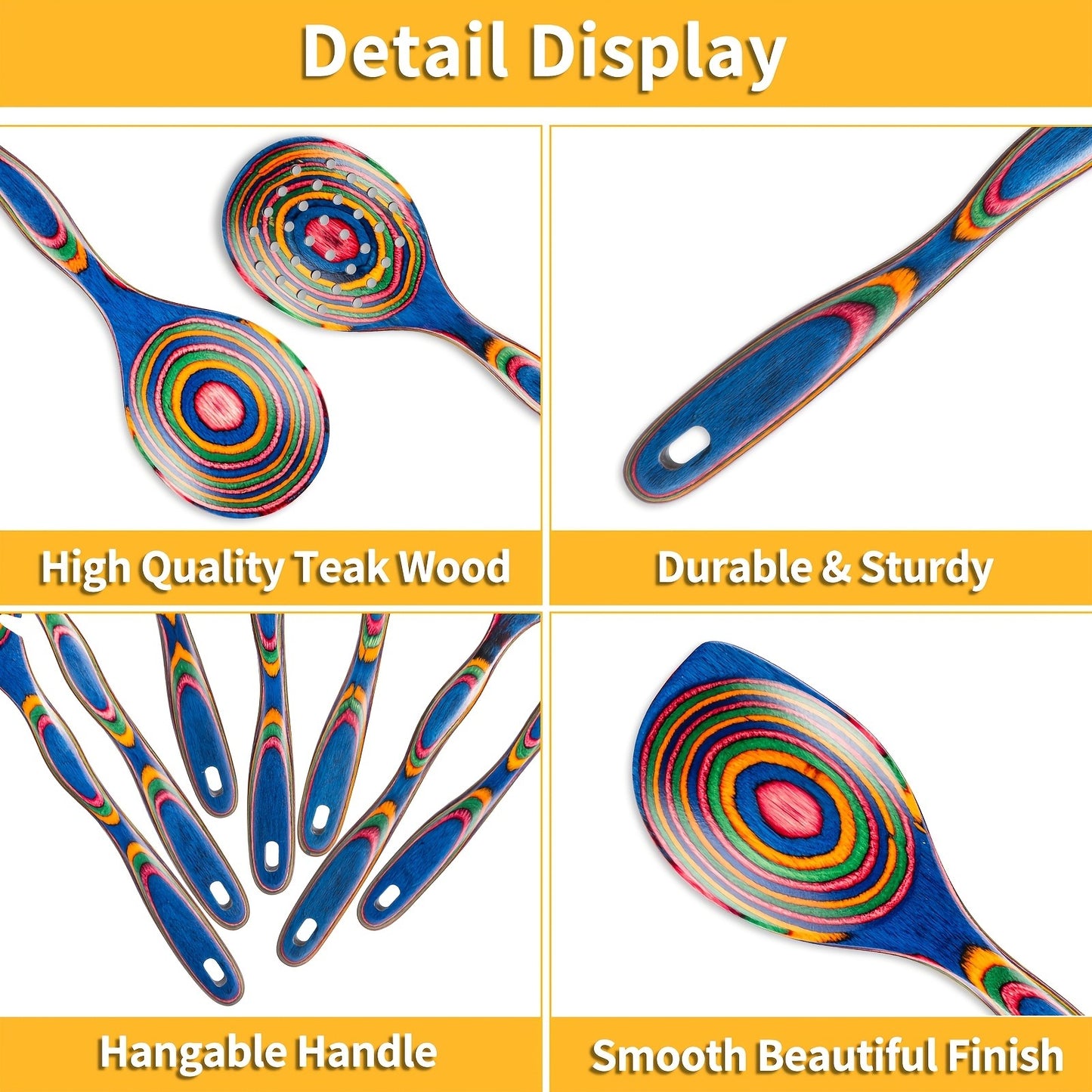 Pakkawood Kitchen Utensil Set 7 PCS – Spurtle & Spatula