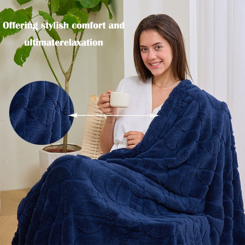Throw Blanket 3D Geometric Pattern Fluffy Soft Warm Handmade Knit Blanket for Couch Sofa Bed Camping Picnic Travel – Lightweight Cozy Blanket