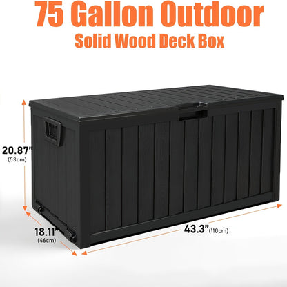 Outdoor Storage Chest 75 Gallon – Deck Box with Casters