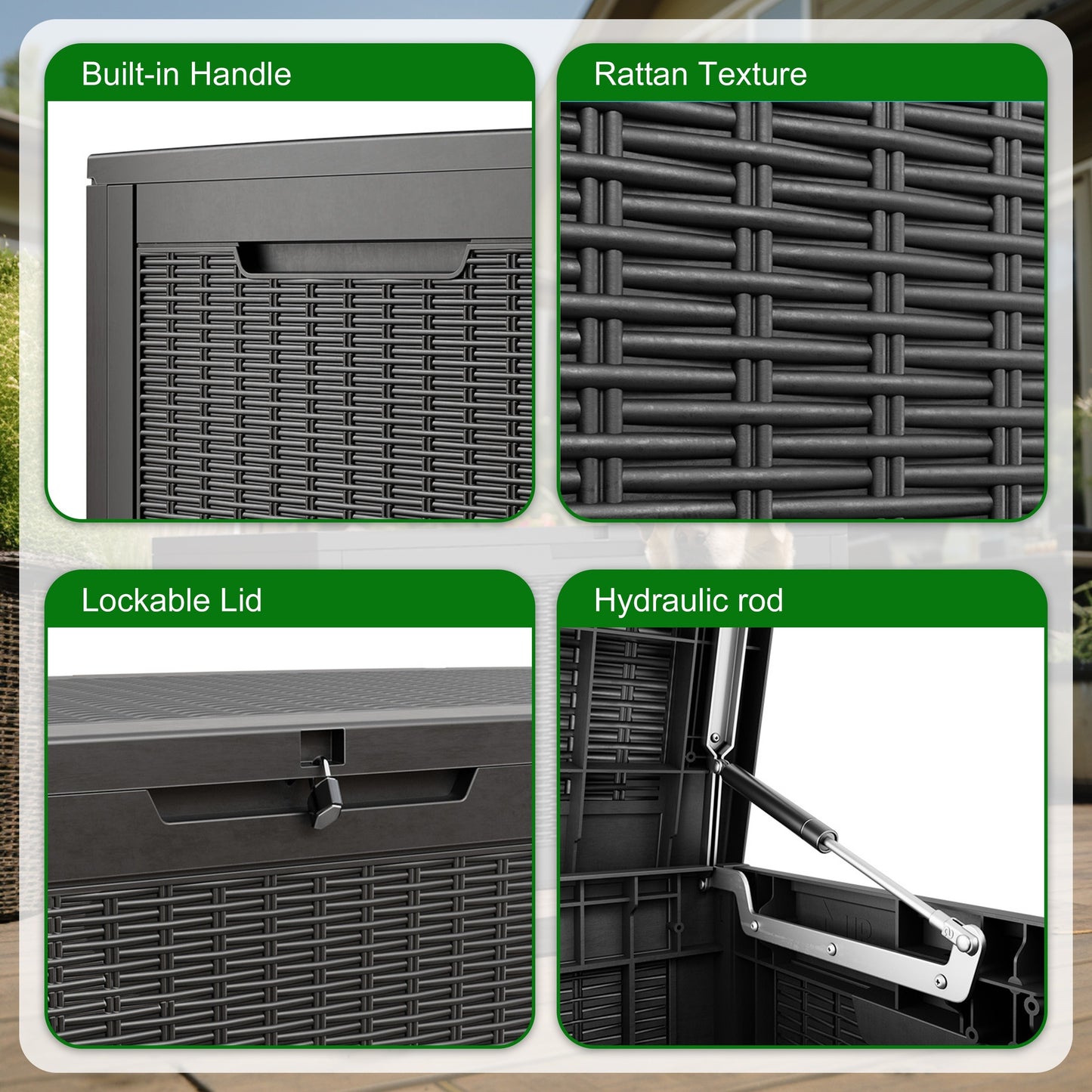 Resin Deck Box 100 Gallon Lockable Outdoor Storage – Patio & Garden
