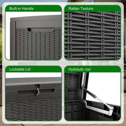 Resin Deck Box 100 Gallon Lockable Outdoor Storage – Patio & Garden
