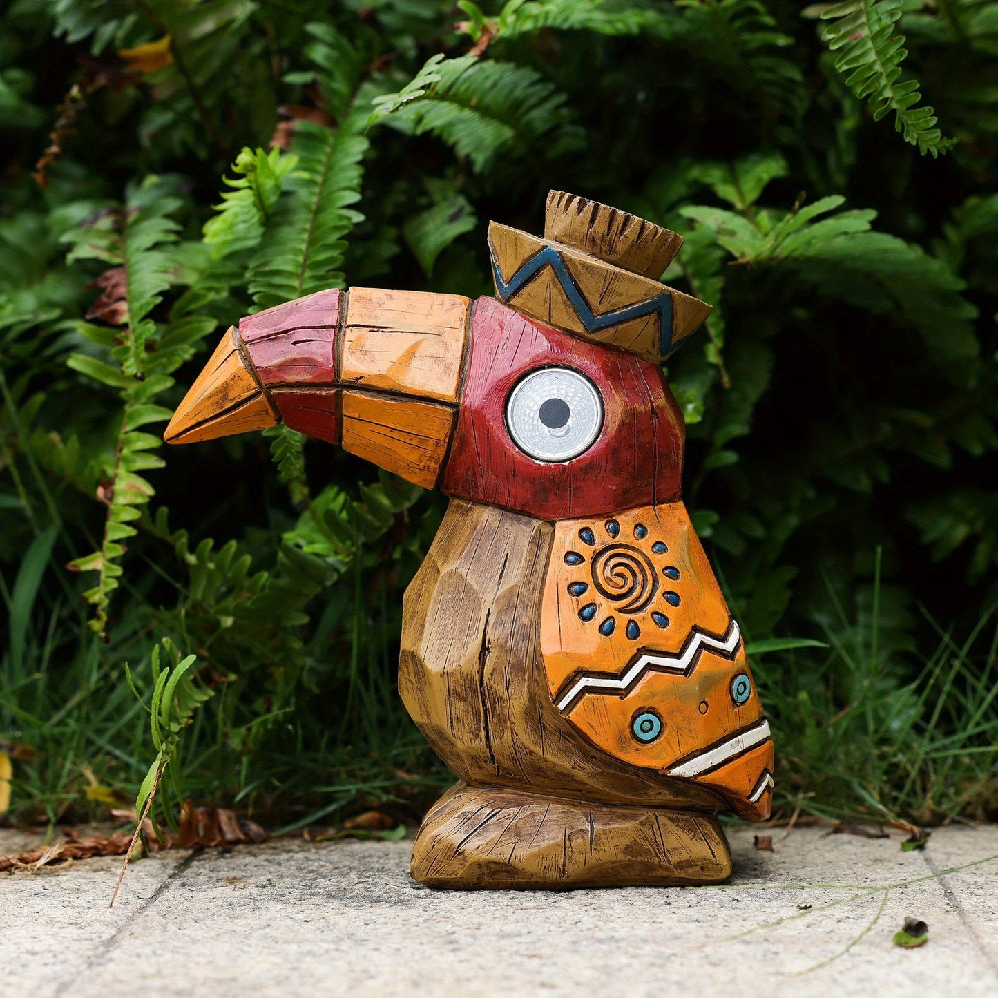 Solar Garden Statue – Tiki Woodpecker Bird Outdoor Light Sculpture for Patio, Pool & Yard Decor