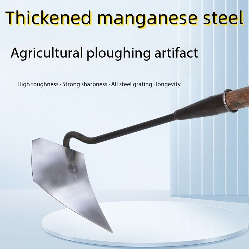 Garden Cultivator Manganese Steel Hand Plough Thickened Triangular Hoe for Plowing, Soil Loosening, Ditching and Fertilizing — Pointed Agricultural Tool for Vegetable Growing