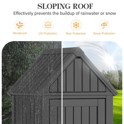 Resin Outdoor Storage Shed with Lockable Door & Sloped Roof