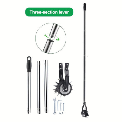 Wheeled Lawn Edger Manual Rotary Trimmer with 3/4-Section Stainless Steel Handle – Walk-Behind Grass Edger for Sidewalk, Driveway & Yard Weeding