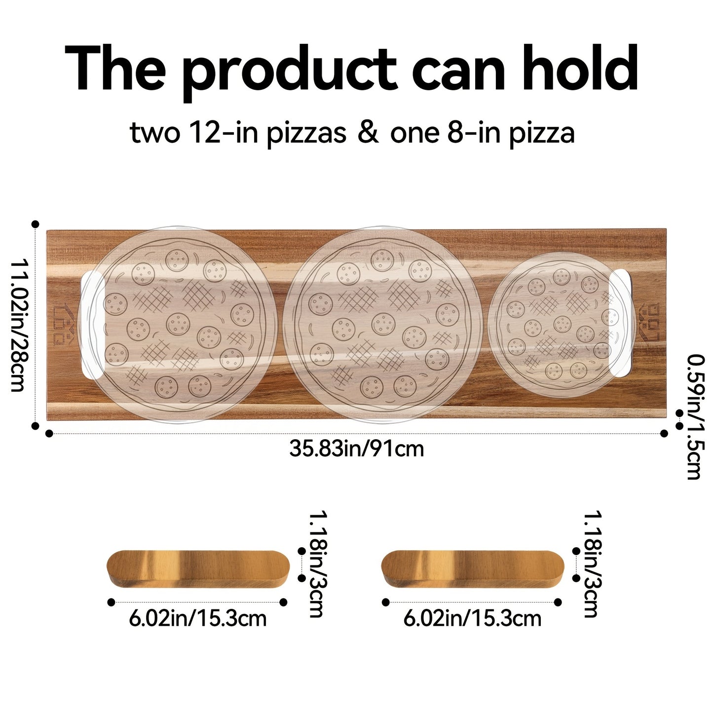 Charcuterie Board Wood 36x11 Extra Long Serving Board with Handles & 2 Display Bases for Parties Wedding Camping Easter Gifts