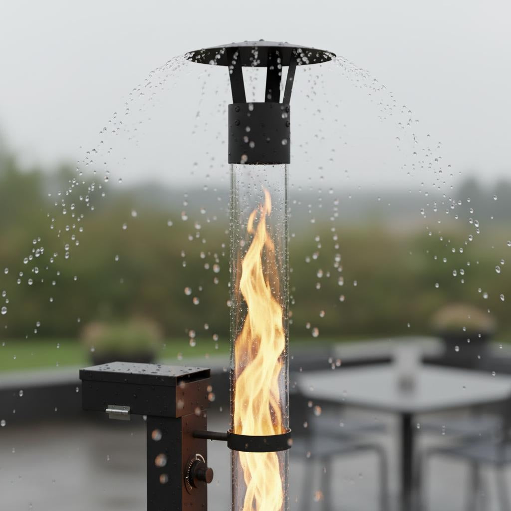 Wood Pellet Patio Heater Portable Gravity Feed Rocket Stove with Glass Tube Flame, Smokeless Non-Electric Outdoor Fire Pit for Backyard, Deck, Camping & RV, Available in 61" & 70" Models