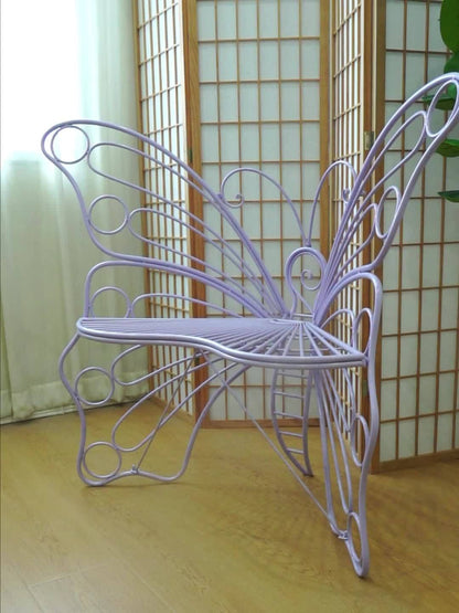 Outdoor Garden Bench 50 Inch Butterfly Design Iron Steel Frame Patio Bench for Porch Lawn Yard Easy Assembly 4 Colors Available