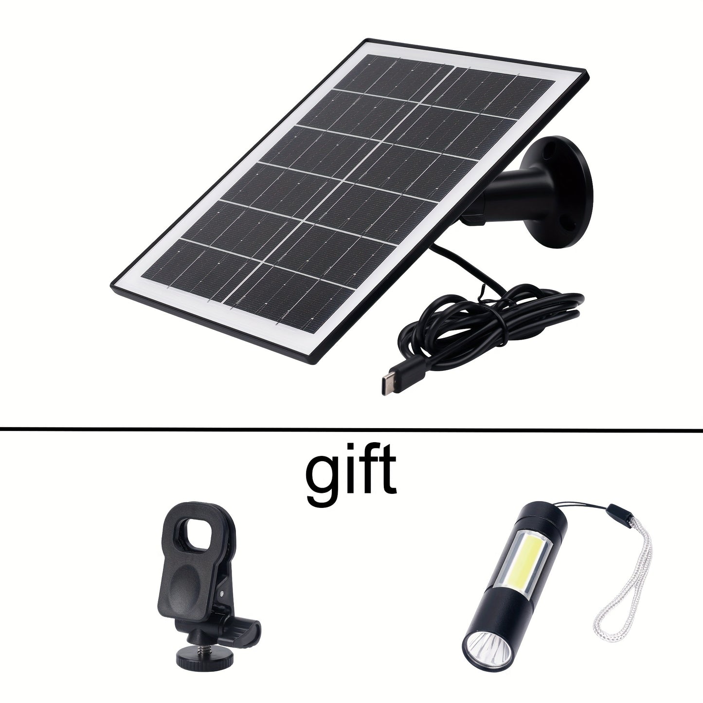 Solar Panel 5W Monocrystalline with Built-In 5200mAh Battery - 3rd Gen Emergency Charger for Security Camera, Doorbell, Outdoor Lights & Low-Voltage Devices, Portable Travel Power