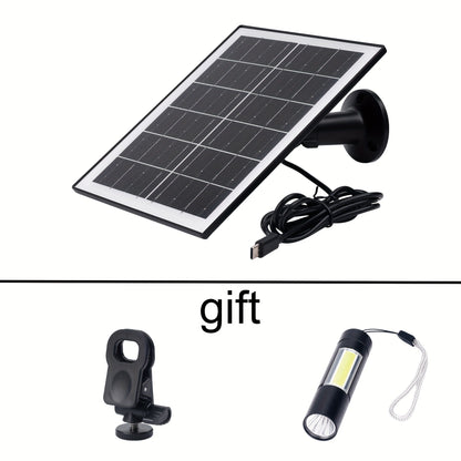 Solar Panel 5W Monocrystalline with Built-In 5200mAh Battery - 3rd Gen Emergency Charger for Security Camera, Doorbell, Outdoor Lights & Low-Voltage Devices, Portable Travel Power