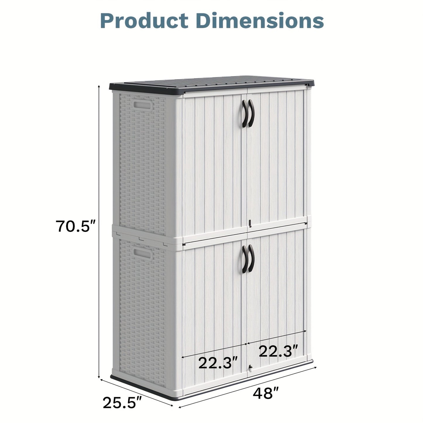 Outdoor Storage Shed 4x2 Resin Vertical Cabinet w/ Floor - White & Beige