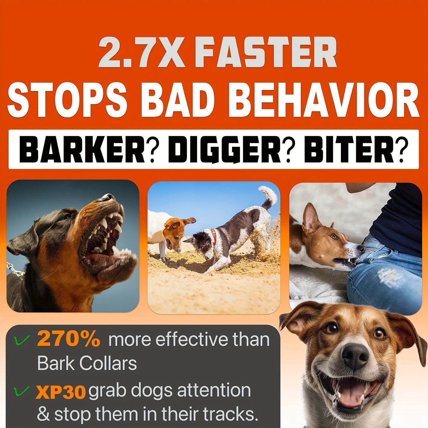 Ultrasonic Bark Control Device Anti Barking Deterrent Dog Training Tool Outdoor Indoor Stop Barking Sonic Repeller Safe for All Dog Breeds
