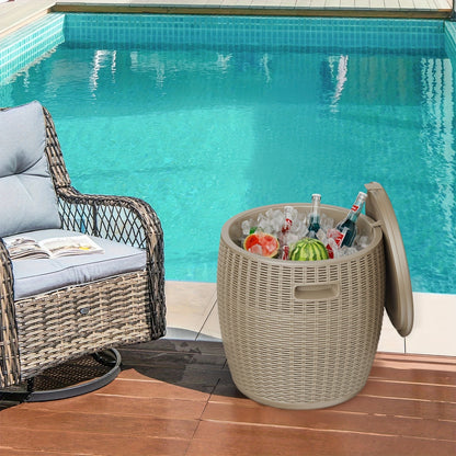 Outdoor Storage Bin 40L Rattan Deck Box UV Protected Weather Resistant