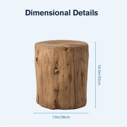 Tree Stump Side Table Outdoor Indoor | 220 Lbs Capacity Faux Wood Accent Table, All-Weather Magnesia, Plant Stand, Patio Stool & End Table for Porch Balcony Garden Living Room