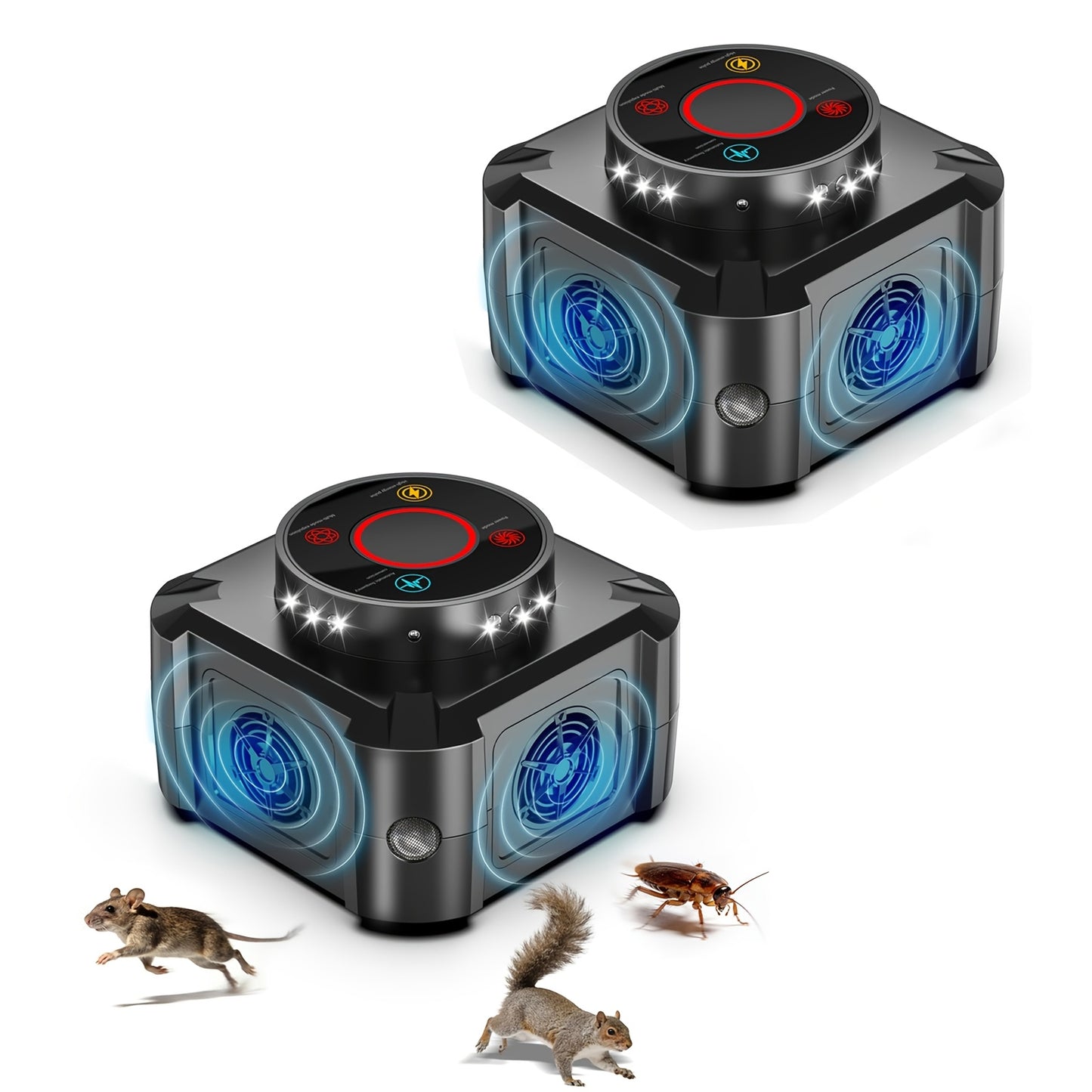 Ultrasonic Pest Repeller Plug In with 12 LED Strobe, 4 Modes Electronic Mouse Repellent Device for Rat Roach Spider Bug Control Indoor Garage Attic Kitchen