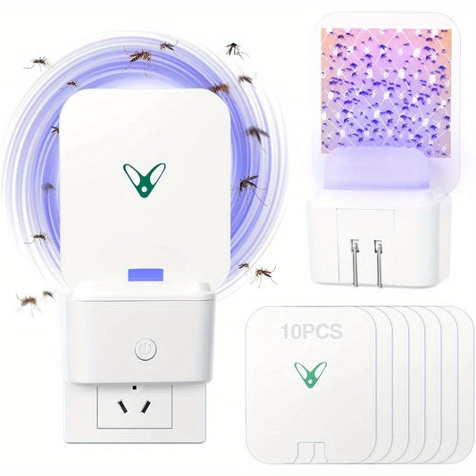 Flying Insect Trap Plug-In with UV Light & Sticky Boards – Indoor Mosquito Gnat Fly Catcher for Kitchen Bedroom Living Room, 10/20 Replaceable Glue Pads, Portable Pest Control