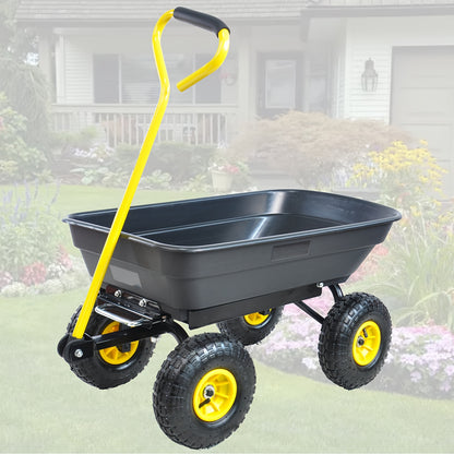Garden Dump Cart Heavy Duty 330LBS | Steel Frame Pneumatic Tires Lawn Yard Farm Utility Wagon
