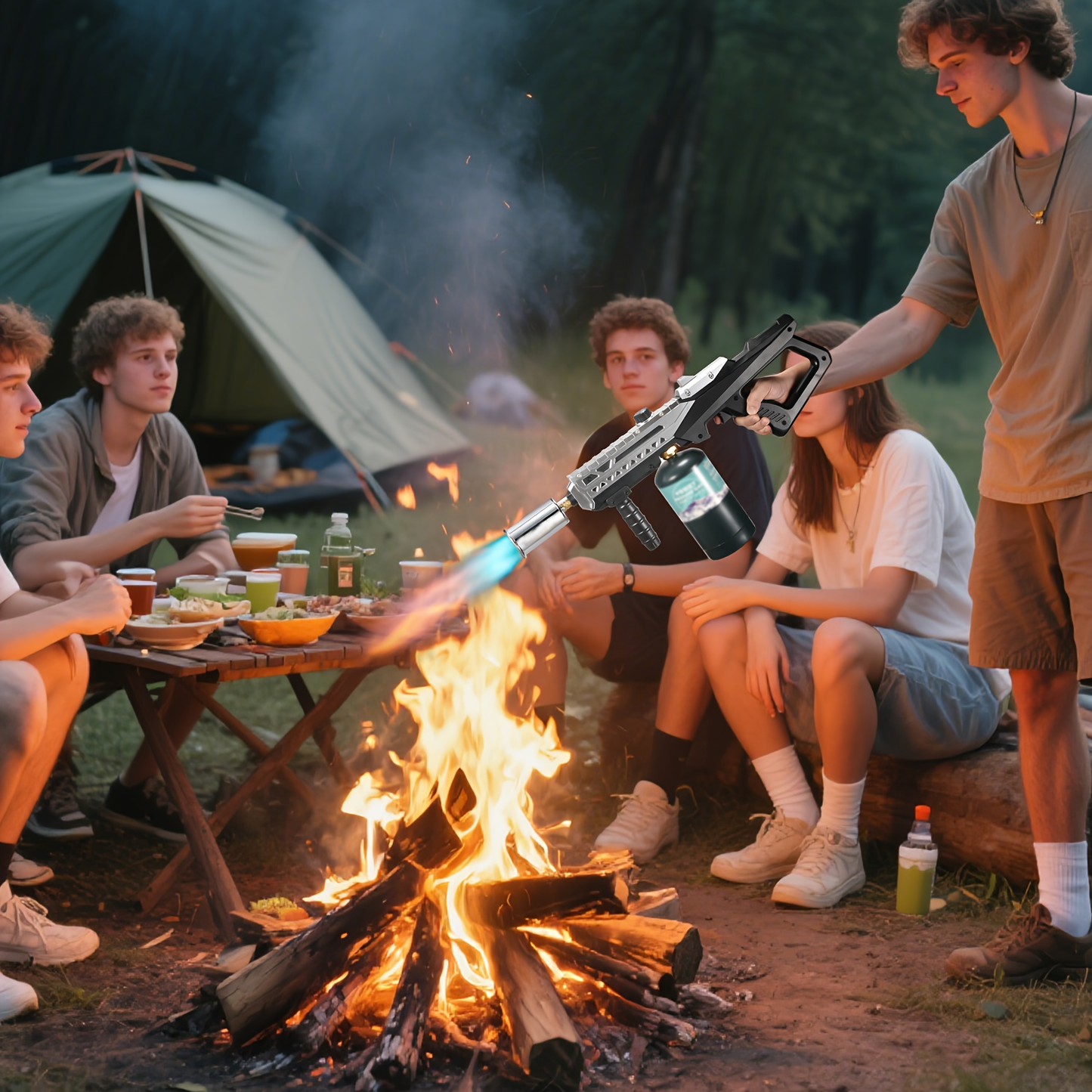 Propane Torch Flamethrower 24 Inch, Adjustable Flame Weed Burner & BBQ Grill Torch for Steak Searing, Charcoal Igniter, Campfire Starter, Creme Brulee, Sous Vide Cooking – Tank Not Included