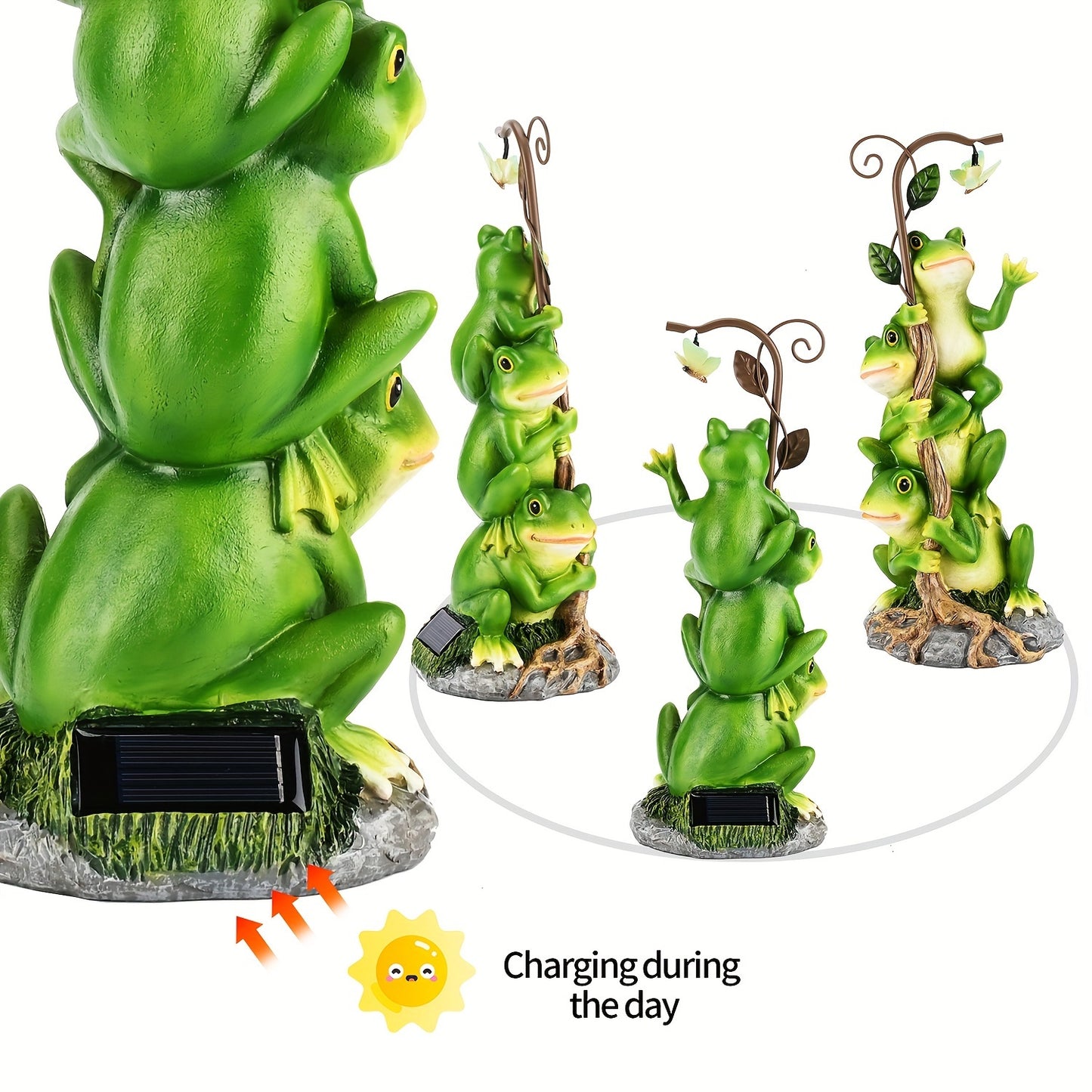 Solar Garden Frog Reading Statue Light, Resin Outdoor Lawn Decor, Yard & Patio Ornament, Auto On/Off LED, Whimsical Garden Gift