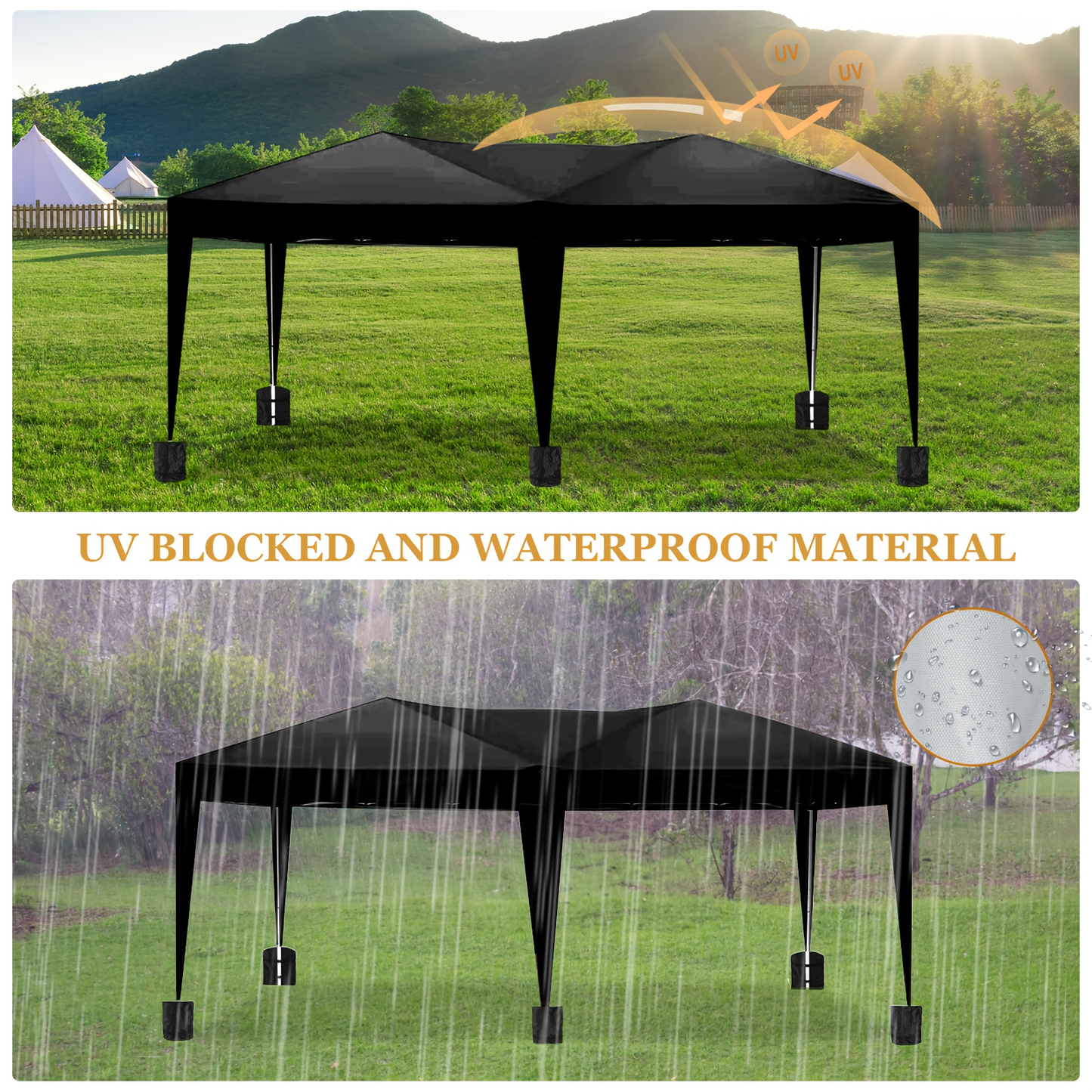 Party Tent 10x20ft 6 Sidewalls Heavy-Duty Commercial Waterproof Canopy