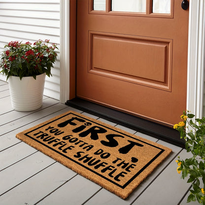 Coir Doormat Funny Truffle Shuffle Welcome Mat Heavy Duty Natural Coconut Front Door Mat for Entryway Porch Outdoor Indoor 23.6x15.7 Inch